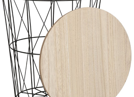 Salontafel | Salontafel Rond | Bijzettafel | 1 Stuk | 35 cm | Zwart/Hout