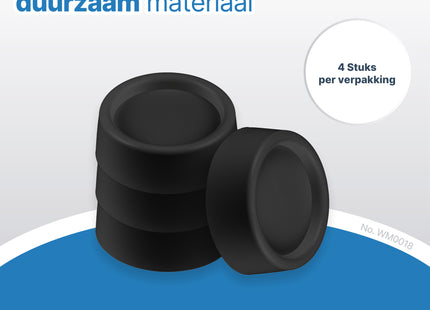 SQOON® Trillingsdempers – 4 stuks | Voor onder je wasmachine of droger | ZWART
