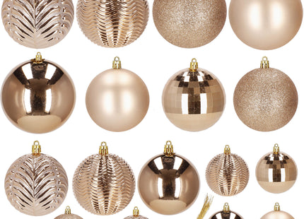 Kerstballen | 33 Stuks | 4/6/8 cm | Roze/ Rosé goud
