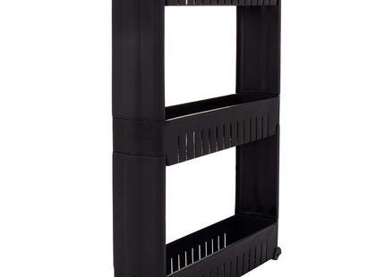 Keukentrolley | Keukentrolley Op Wieltjes | Badkamer Trolley | Opbergrek | 3 Niveaus | 70 x 54 x 12.5 cm | Zwart