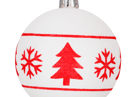 Kerstballen | 12 Stuks | 7 cm | Rood | Wit
