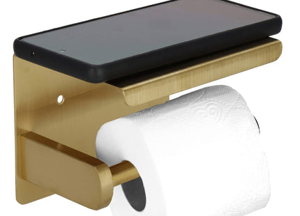 WC Rolhouder | Toiletrolhouder Met Plank | Chroom | Zwart/ Goud