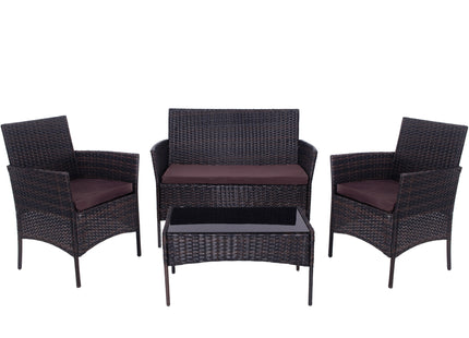 Tuinset - 4 Delig - Stoelen - Bank - Tafel - Rotan - Bruin