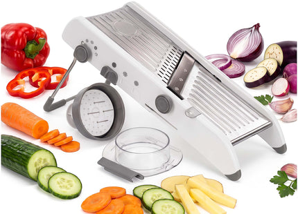 Groentesnijder met instelbare dikte – Multifunctionele groente-, fruit- en kaassnijder – 4 snijdiktes – Wit