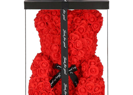 Rozen Beer | Inclusief Giftbox |  36 X 26 X 26 Cm |Rozen Teddybeer | Liefde | Rood / Zwart