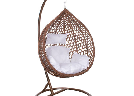 Hangstoel | Egg Hangstoel | XXL 125 cm | Inclusief Standaard & Kussen | Bruin/Rotan