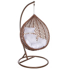 Hangstoel | Egg Hangstoel | XXL 125 cm | Inclusief Standaard & Kussen | Bruin/Rotan