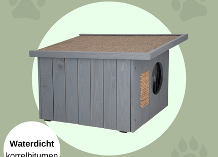 Kattenhuis - Geïsoleerd - Voor Buiten - Weersbestendig - 58 X 49,5 X 36 CM - Grijs