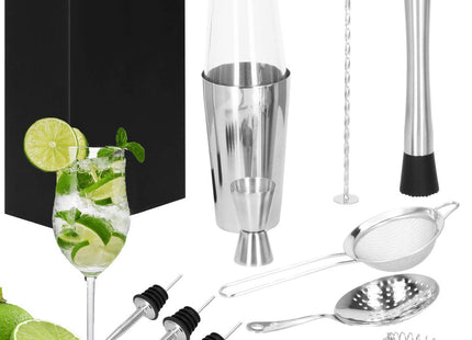 Cocktail Set | 11-Delige Cocktail Shaker Set | Inclusief Cadeauverpakking | RVS | Zilverkleurig