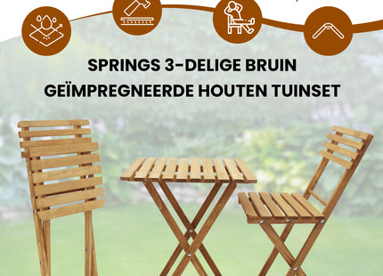 Tuinset | Tuintafel | Tuinstoelen | 3-delig | Opvouwbaar | Bruin