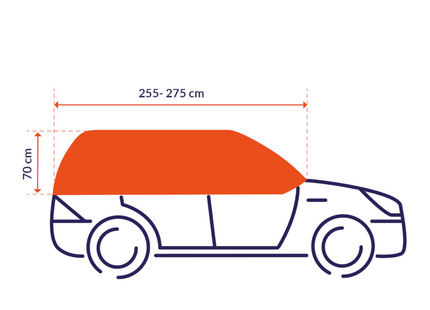 CarPassion Autohoes - Half Cover - Beschermhoes - Waterdicht &amp; Vorstbestendig - Maat S/M - Grijs - 275 x 70 cm