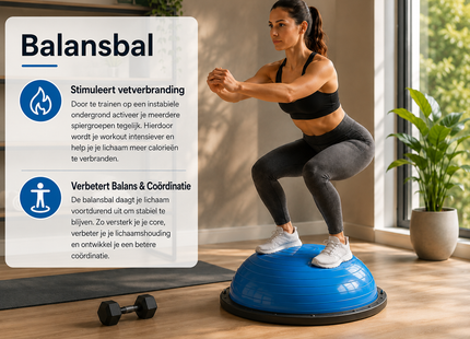 Muntel® - Balanstrainer - Balanskussen - Balansbal - Wiebelkussen - Fitnessbal - Ø 60 CM - Inclusief Weerstandsbanden En Pomp