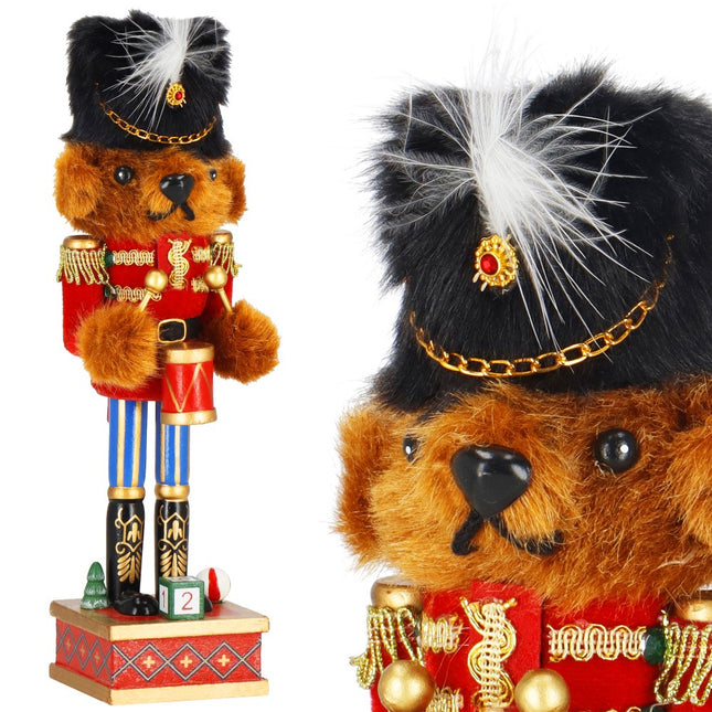 Notenkraker Kerst | Houten Beer | Kerstversiering | Multicolor | 27 cm