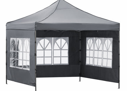 Partytent - 300x300xcm - Hoogte Verstelbaar - PVC - Polyester - Harmonica- Frame -Donkergrijs