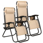 Tuinstoelen | Ligstoel | Opvouwbaar | Verstelbaar | Ergonomische Hoofdsteun | 2 Stuks | Licht Beige/Zwart