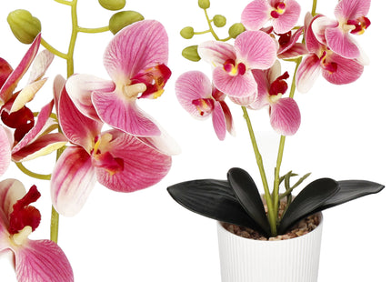 Kunst Orchidee - Kunstplanten -Inclusief Pot - Roze - 33.5 cm