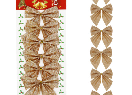 Kerstversiering | Kerstdecoratie Voor Binnen | Kersthanger | Kerststrik | Goud | 6 Stuks
