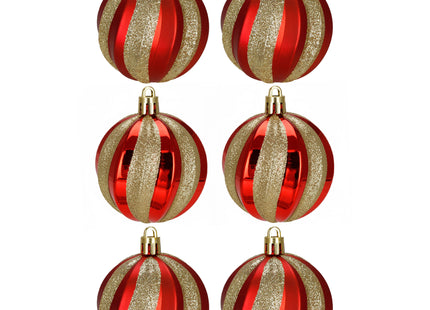 Kerstballen | 6 Stuks | 6 cm | Rood | Goud