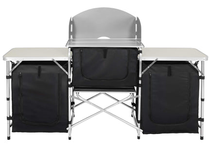 Campingkeuken - Keukentoestel - Campingtafel  - 3 Bladen - Opvouwbaar - Koffer - 175x45x110 cm