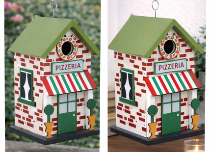 Vogelhuis - Vogelvoederplek - Staand  - Meerkleurig - Pizzeria - 14 x 13 x 22