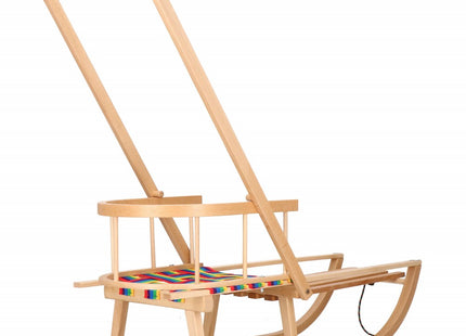 Slee + Rugleuning + Handvat | Sleeën & Accessoires | Winterspeelgoed | Gelakt Beukenhout | Neutraal/Multicolor