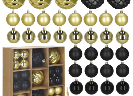 Kerstballen | 37 Stuks | 8 cm | Goud | Zwart