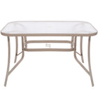 Tuintafel | 120 x 70 x 70 cm | Buitentafel | Eettafel Buiten | Metaal | Gehard Glas | 100 KG | Grijs