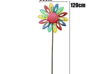 Windspinner - Windmolen - Windijzers - Tuinsteker - Tuinbeeld - Grondpin - Metaal - Flower - Bloem