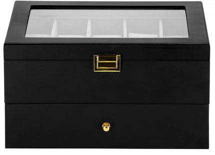 Horlogedoos - Horlogebox - Horlogeopberger -  Zwart - Grijs - 20 Horloges