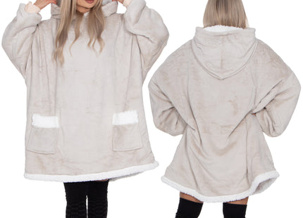 Oversized Fleece Deken/Trui - Oversized Deken - Oversized Trui - Hoodie - Capuchon - Lichtgrijs