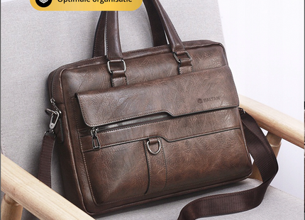 (BALT-AKT-001-01) Baltan Leren Aktetas - Laptoptas - Tot 16 inch - Donkerbruin - 10L - 38 X 29 X 10 CM