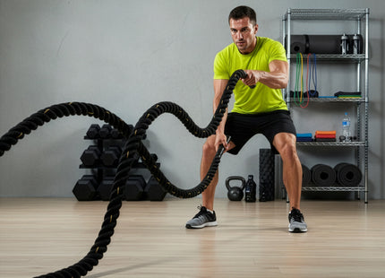 Battle Rope - 9 Meter - Inclusief Hoes - 6.2 KG - Zwart