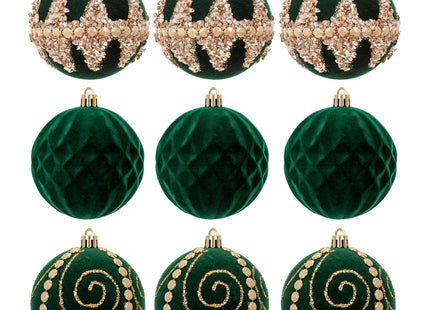 Kerstballen | 9 Stuks | 8 cm | Groen | Fluweel