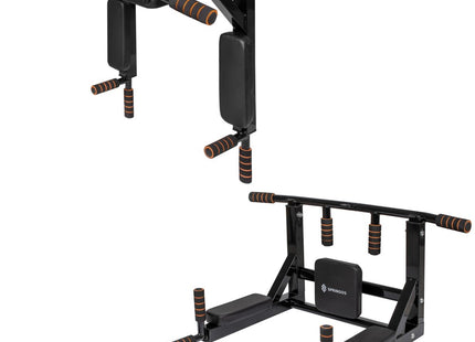 Pull Up Bar | Pull Up Station | Dip Station | Krachtstation | Multifunctioneel | Wandmontage | Inclusief Montageset | Zwart/Oranje