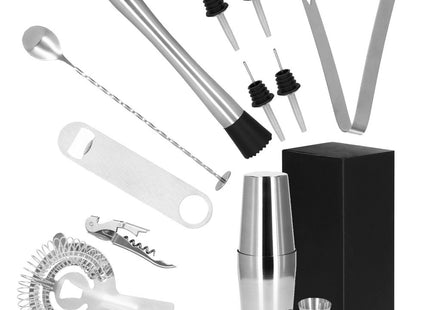 Cocktail Set | 14-Delige Cocktail Shaker Set | RVS | 750 ml | Zilverkleurig