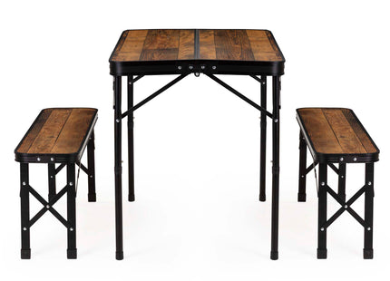 Picknick Tafel Met Bankjes - Campingtafel - Campingset - Biertafel - Horeca -Tafel - Bankjes - Opvouwbaar - Bruin -  90 x 60 x 70 cm
