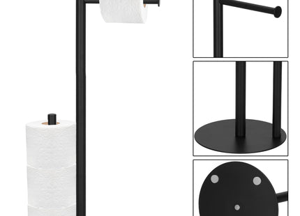 Toiletbutler | Toiletrolhouder | Toiletborstel Met Houder | Toiletaccessoire | Zwart | 55 cm