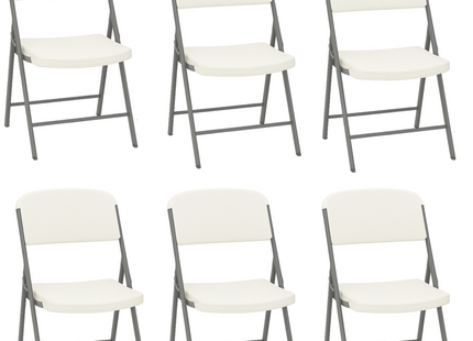 Klapstoel - Vouwstoel - Kampeerstoel - Opvouwbaar - Stoel - Kunststof - Waterbestendig - Wit - Grijs - Voor Binnen en Buiten - 6 Stuks