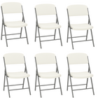 Klapstoel - Vouwstoel - Kampeerstoel - Opvouwbaar - Stoel - Kunststof - Waterbestendig - Wit - Grijs - Voor Binnen en Buiten - 6 Stuks