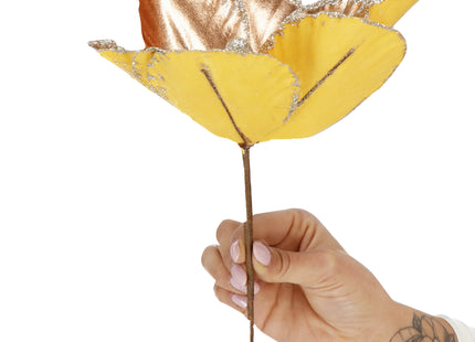 Kunstbloem - Magnolia  Kunststof -Goud- Glitters