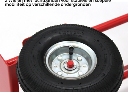 Steekwagen - Staal - 150 KG Draagvermogen - Transportwagen - Plateauwagen - Steekkar - Trolley - Transport - Rood