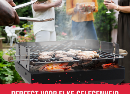 Houtskool barbecue - Zuil barbecue - BBQ - Asopvangbak - Schuifregelaar - RVS - Zwart