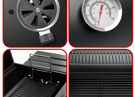 Houtskool barbecue - Op Wielen - BBQ - Asopvangbak - Thermometer - Kunststof - Staal - Zwart