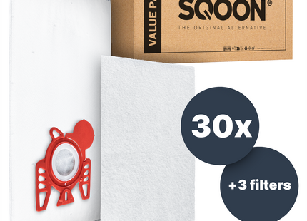 SQOON® Stofzuigerzakken Geschikt voor Miele Compact C2 / Compact C1 / Complete C1 Series - F / J / M 3-D - Vervangt 9917710 - 30 Stuks