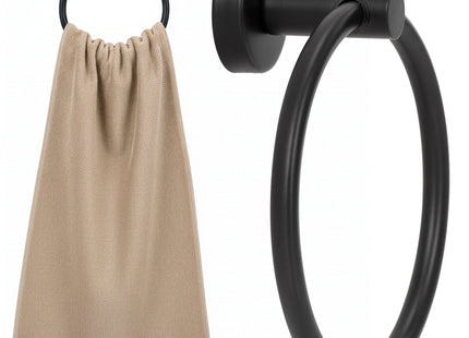 Handdoekring | Badkamerhanger | Handdoekrek | RVS | Ring | Mat | Zwart | 3 Kg