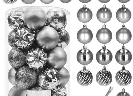 Kerstballen | 20 Stuks | 6 cm | Grijs