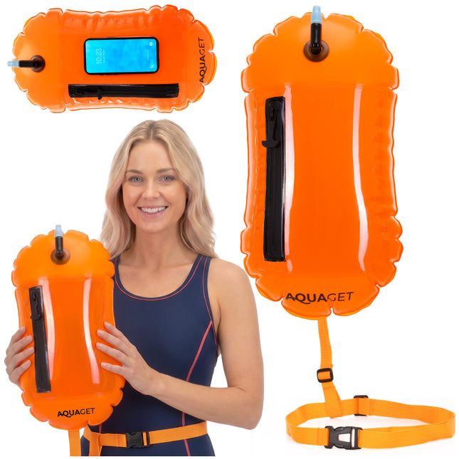 Zwemboei - Voor Openwaterzwemmen - Zwemveiligheidsboei - Incl. drybag /Saferswimmer/Safe swimmer/ 20 Liter / Reddingsfluitje - Oranje