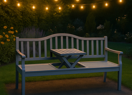 Tuinbank | Tuinbankje | Zitbank Buiten | Met Tafel |  150 x 80 cm | Metaal | Staal | Zwart