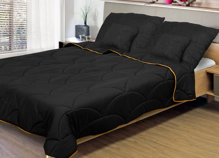 2-in-1 Dekbed - 160 x 200 cm - Zwart - Dekbed zonder overtrek - Anti Allergie & Ademend - All Year Dekbed - Zomerdekbed & Winterdekbed