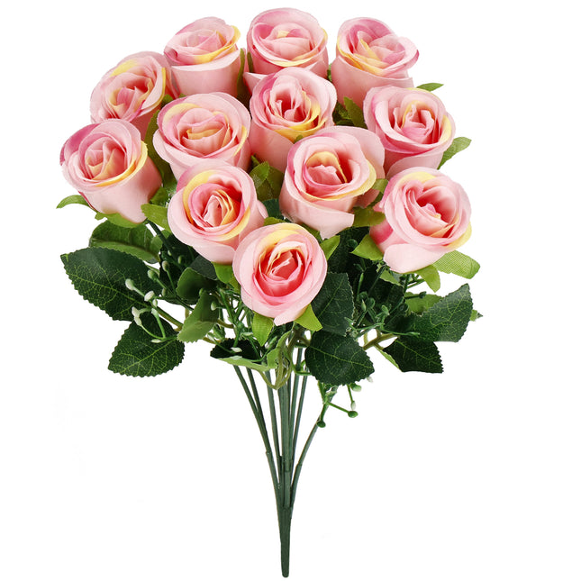 Kunstboeket - Sierboeket - Decoratief - Rozen - Decoratief - Roze - 12 Stuks